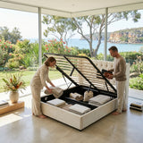 Audreamy Veronana Ottoman Storage Bed Beige Velvet Double