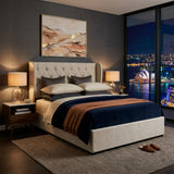 Audreamy Veronana Ottoman Storage Bed Beige Velvet Double