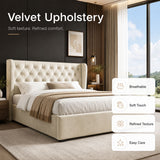 Audreamy Veronana Ottoman Storage Bed Beige Velvet Double