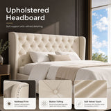 Audreamy Veronana Ottoman Storage Bed Beige Velvet Double