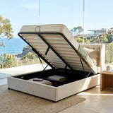 Audreamy Veronana Ottoman Storage Bed Beige Velvet Double