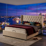 Audreamy Veronana Ottoman Storage Bed Beige Velvet Double