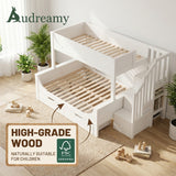 Audreamy Polara Bunk Bed with Storage for Kids White Wooden