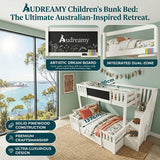 Audreamy Nimby Bunk Bed with Chalkboard for Kids White Wooden