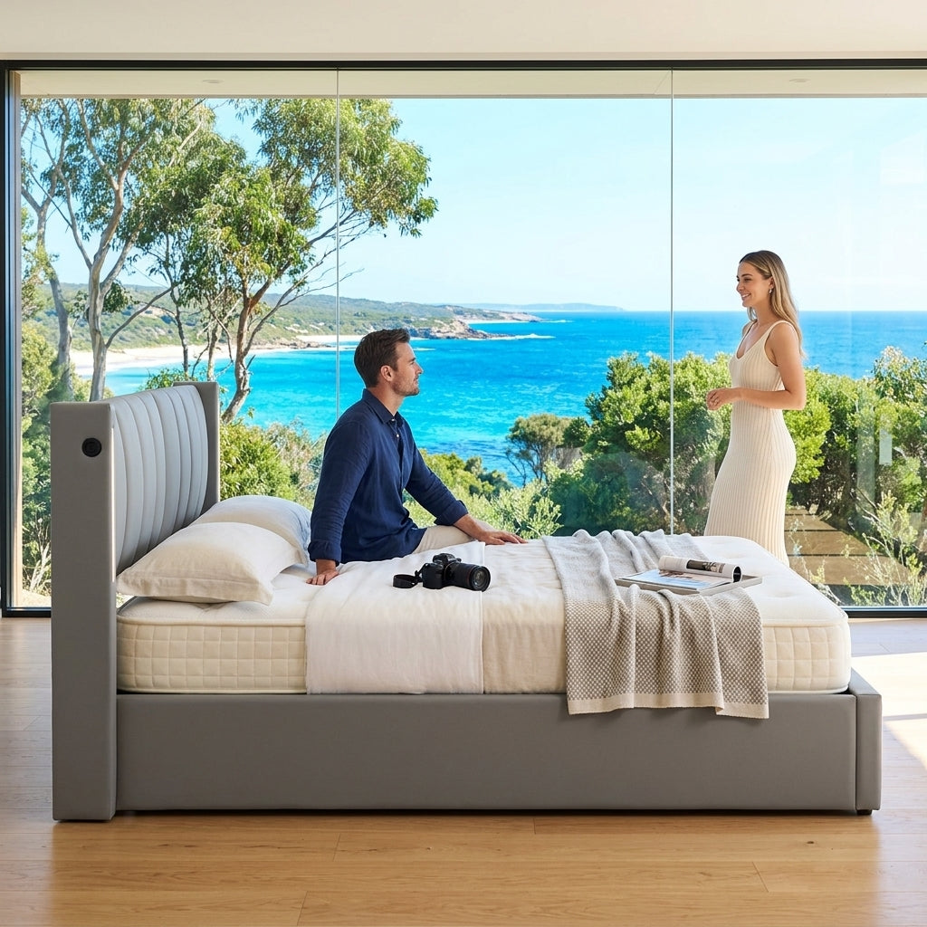Audreamy Avalon Ottoman Bed Grey PU