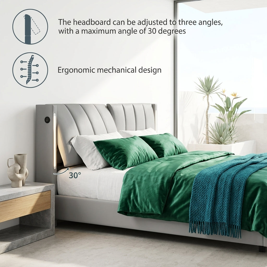 Audreamy Avalon Ottoman Bed Grey PU