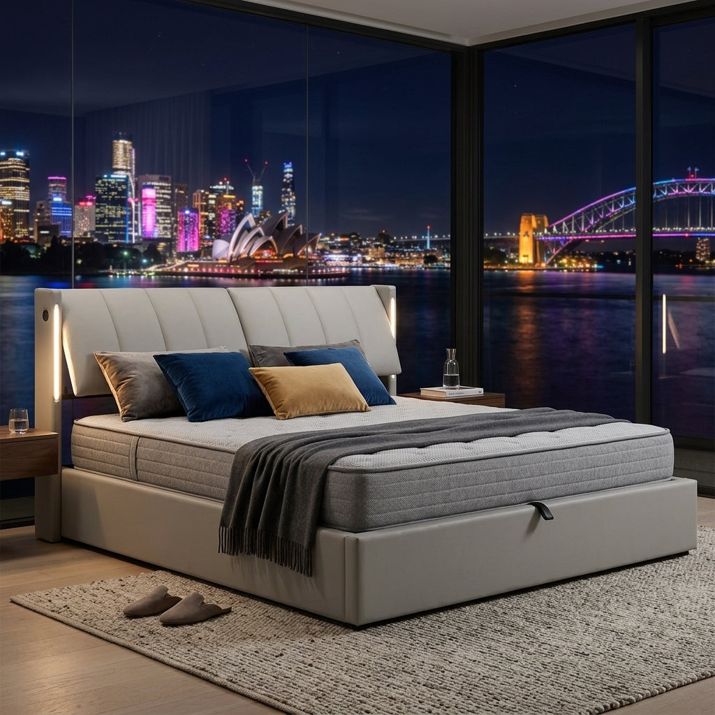 Audreamy Avalon Ottoman Bed Grey PU