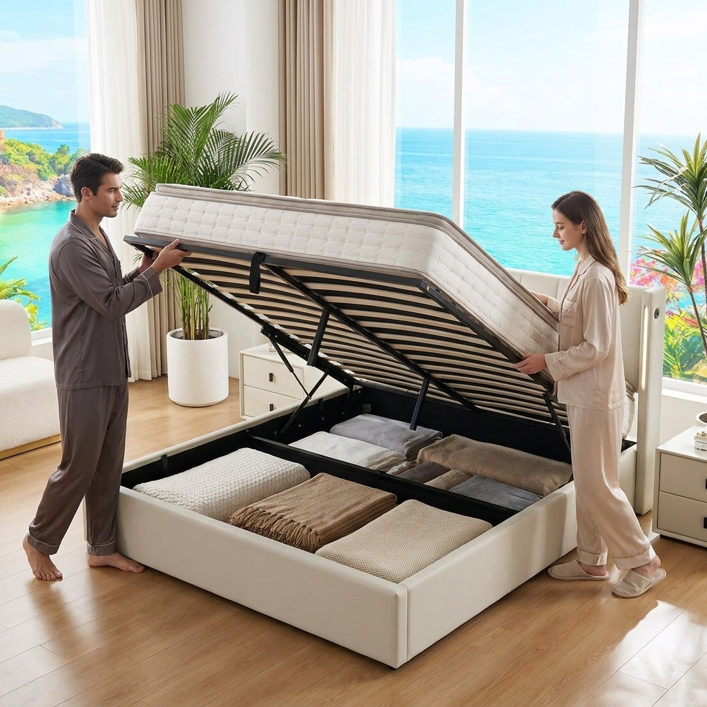 Audreamy Avalon Ottoman Bed Grey PU