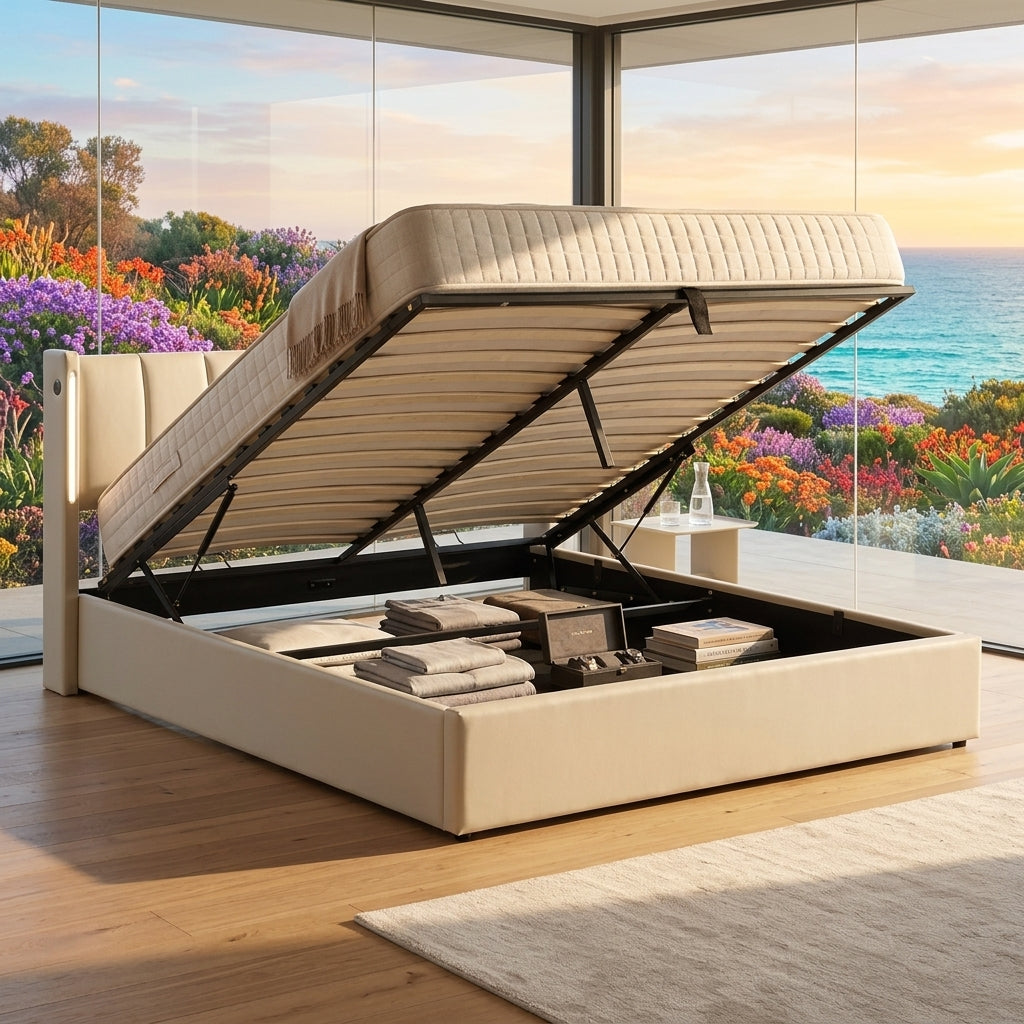 Audreamy Avalon Ottoman Bed Grey PU