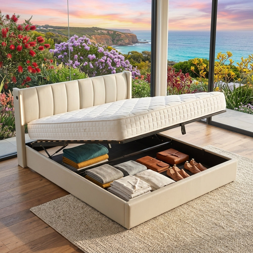 Audreamy Avalon Ottoman Bed Grey PU