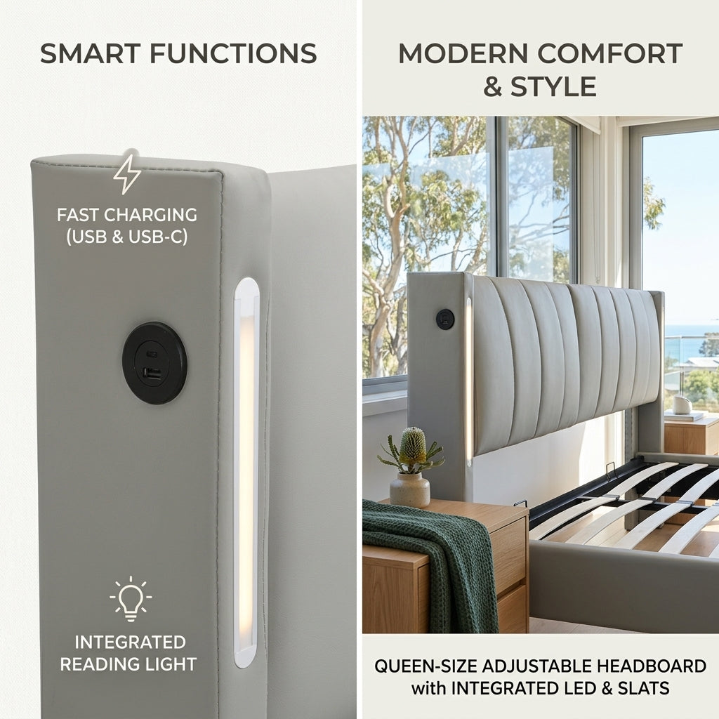 Audreamy Avalon Ottoman Bed Grey PU