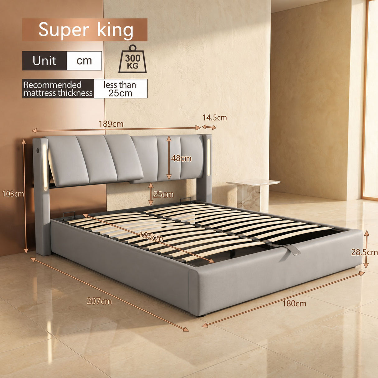 Audreamy Avalon Ottoman Bed Grey PU
