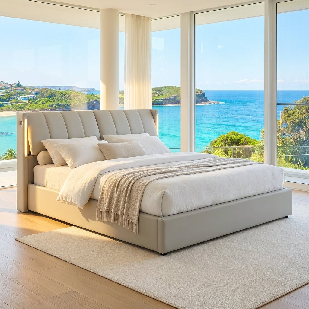 Audreamy Avalon Ottoman Bed Grey PU