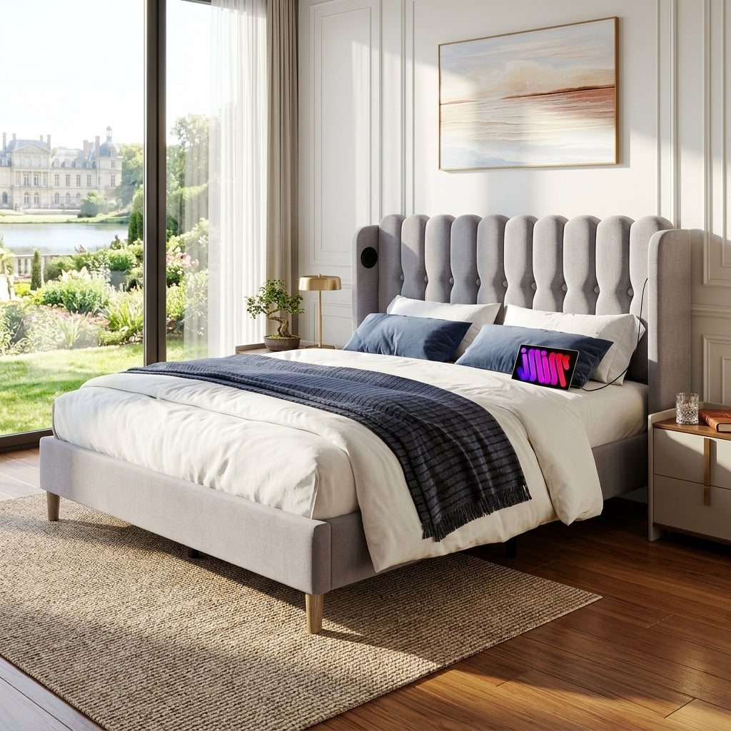 Audreamy Aria Bed Frame Grey Linen