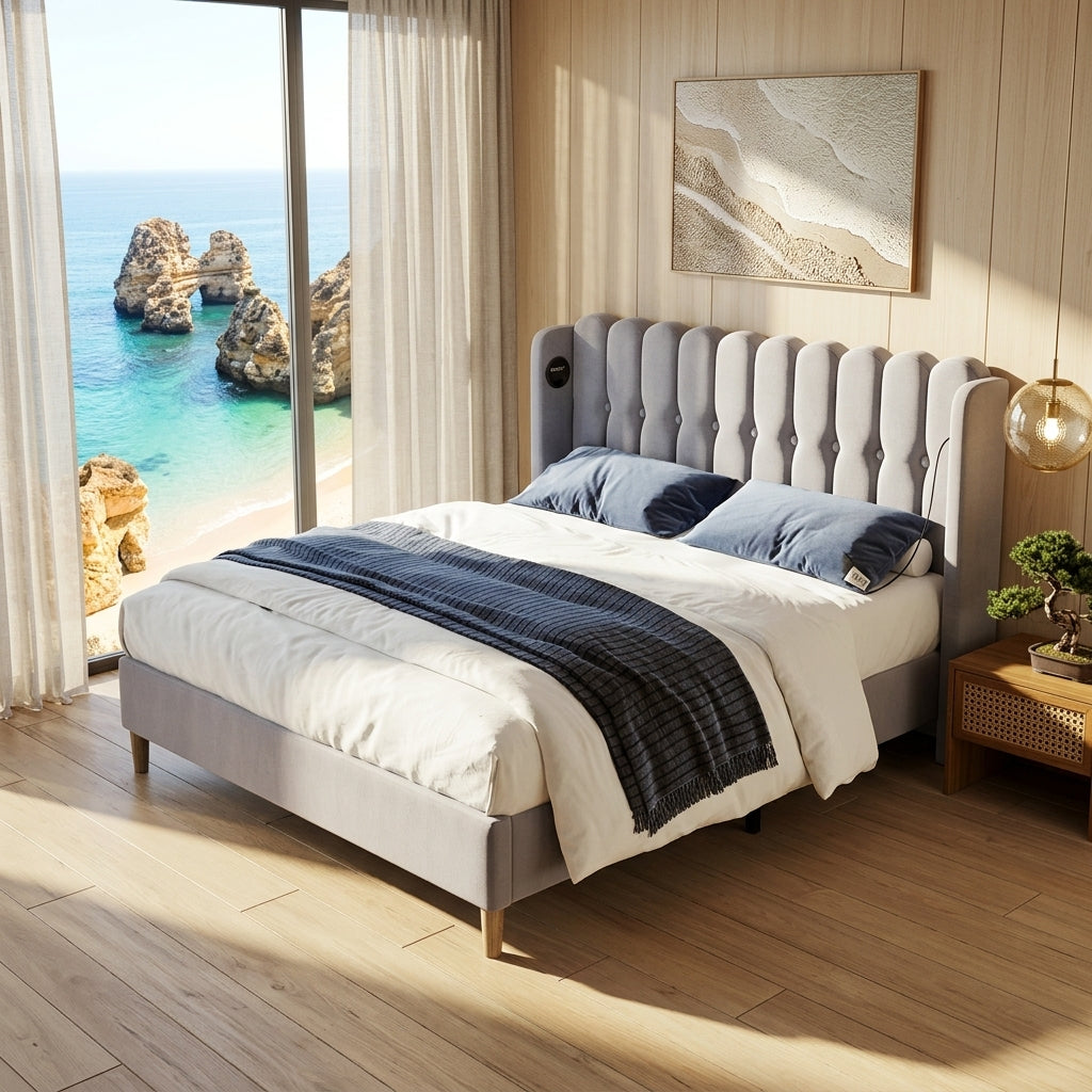 Audreamy Aria Bed Frame Grey Linen