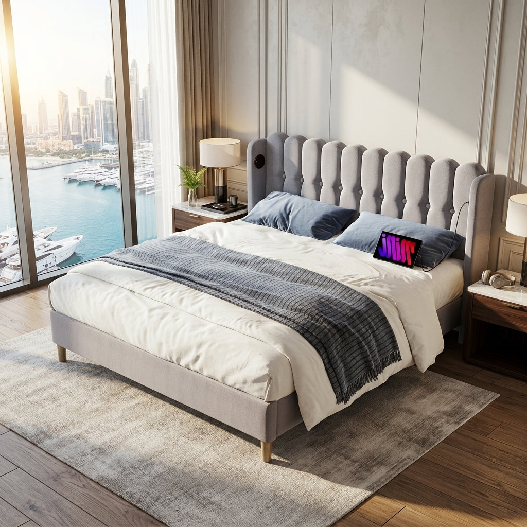 Audreamy Aria Bed Frame Grey Linen