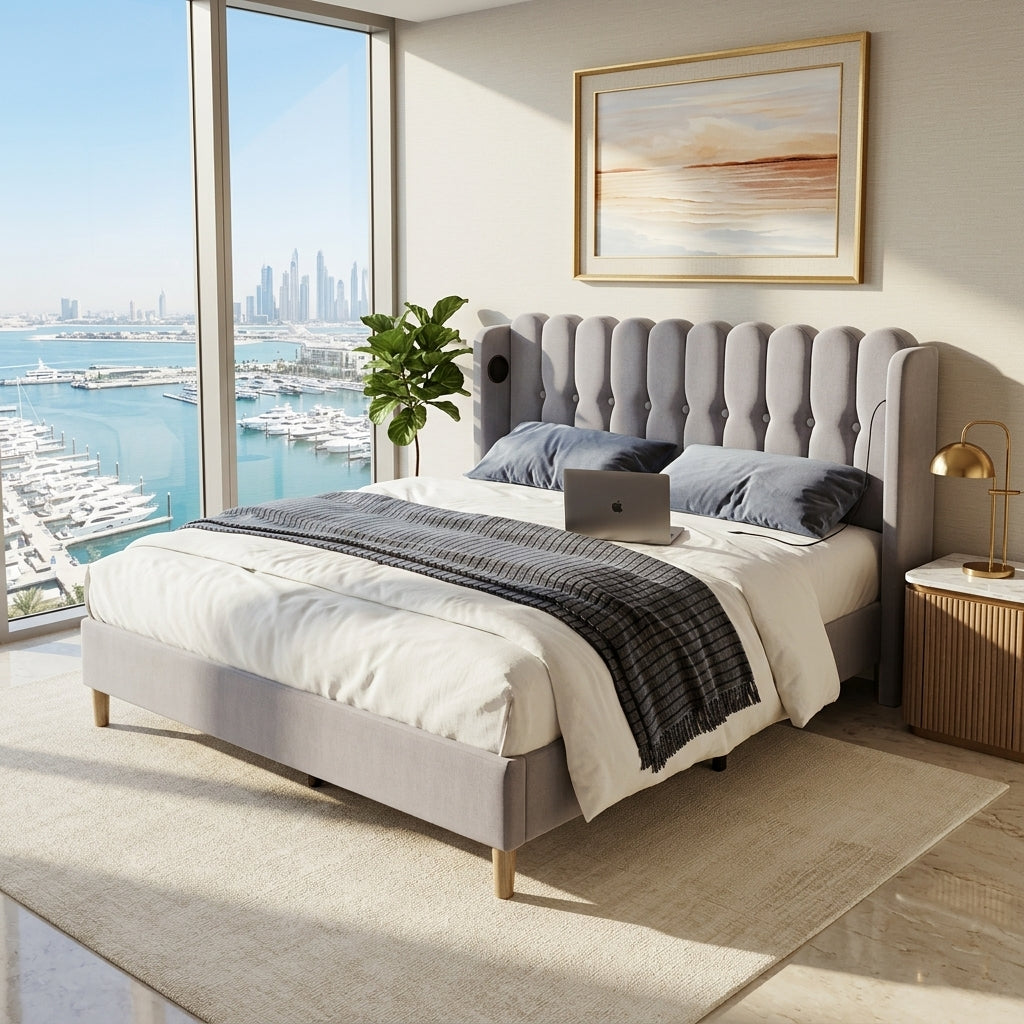 Audreamy Aria Bed Frame Grey Linen