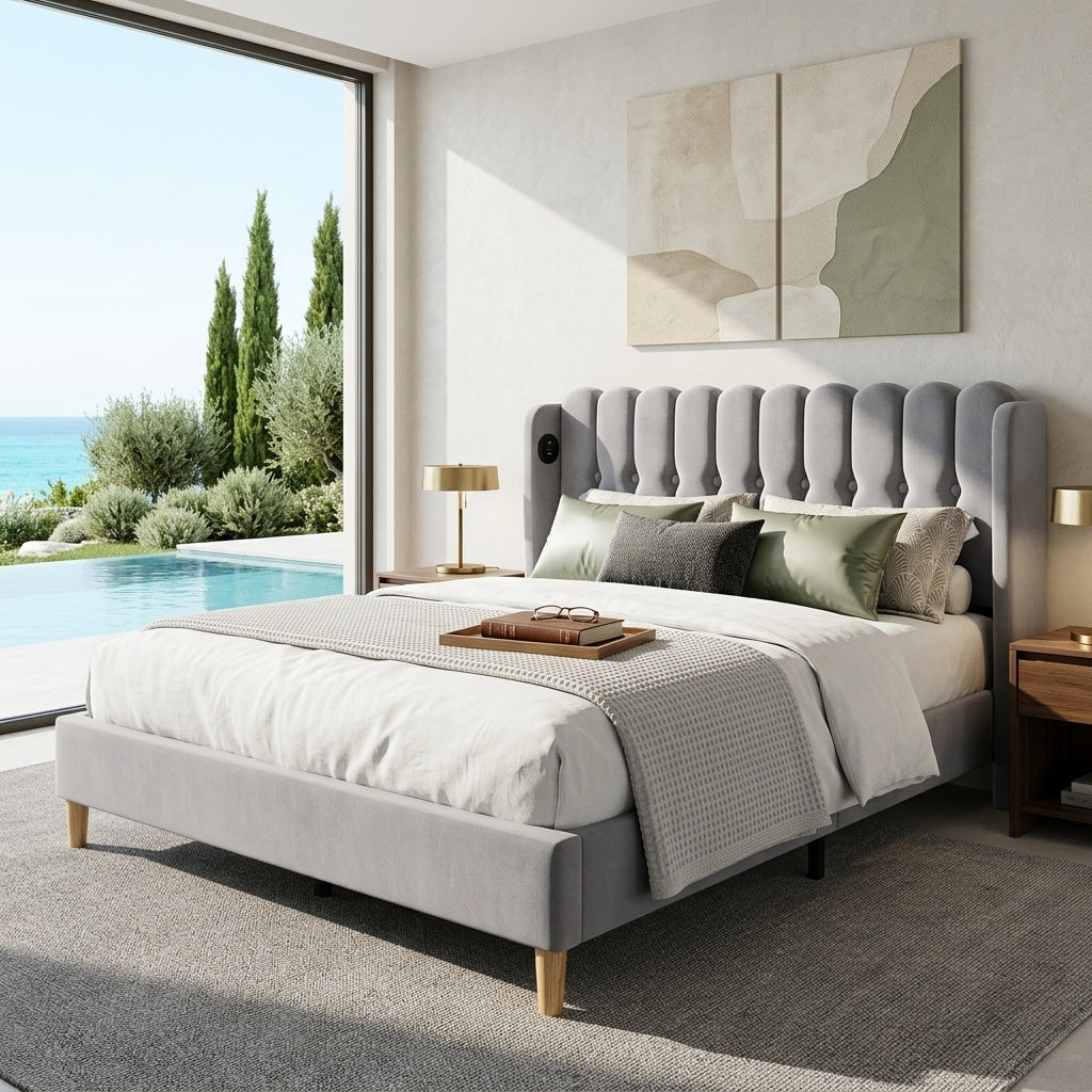 Audreamy Aria Bed Frame Grey Linen