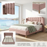 Audreamy Aria Bed Frame Pink Velvet