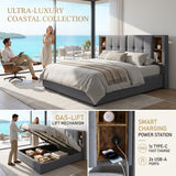Audreamy Vertex Ottoman Bed Grey Linen