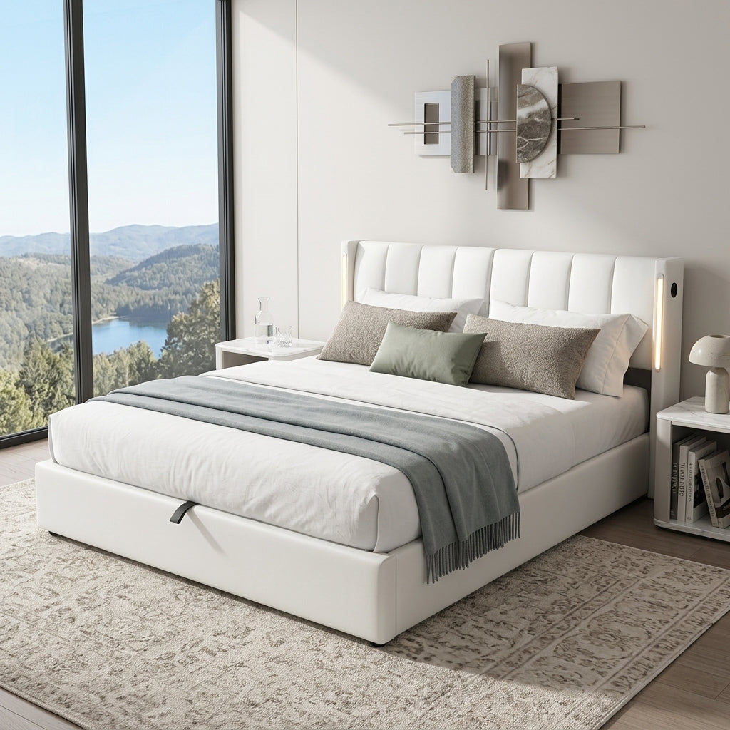 Audreamy Avalon Ottoman Bed White PU