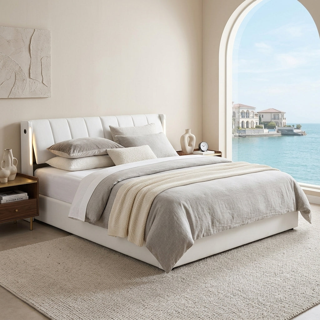 Audreamy Avalon Ottoman Bed White PU
