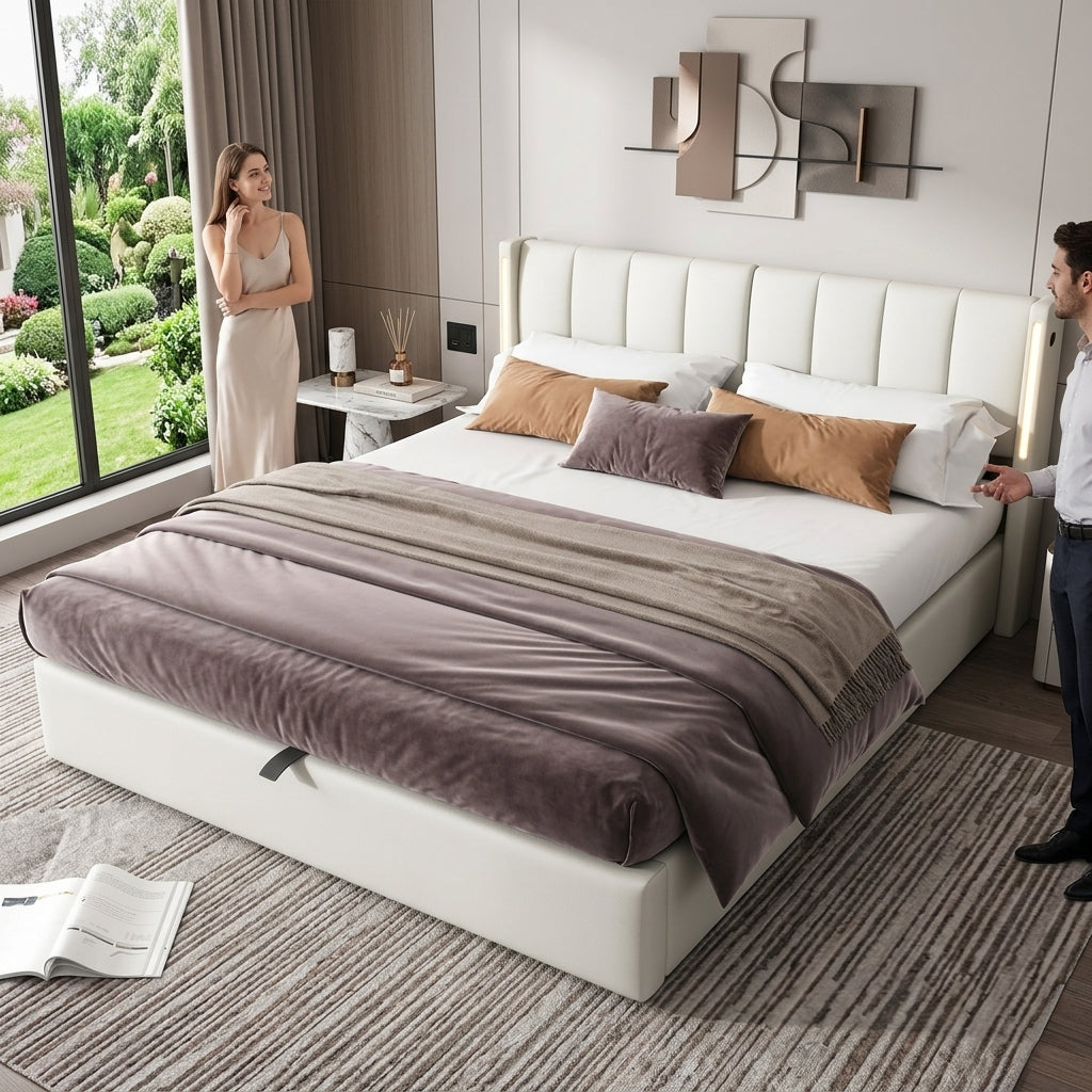 Audreamy Avalon Ottoman Bed White PU