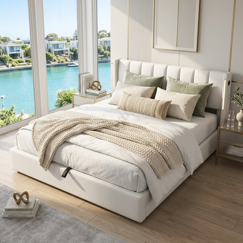 Audreamy Avalon Ottoman Bed White PU