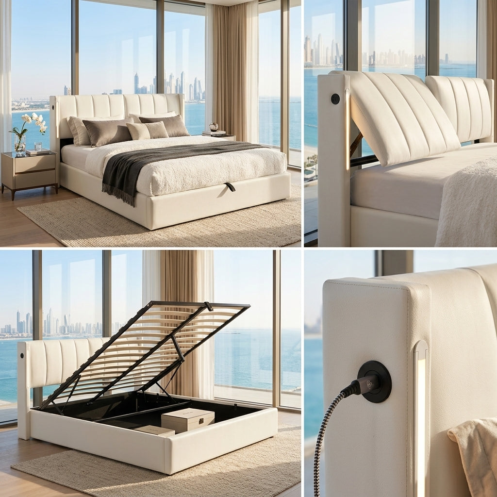 Audreamy Avalon Ottoman Bed White PU