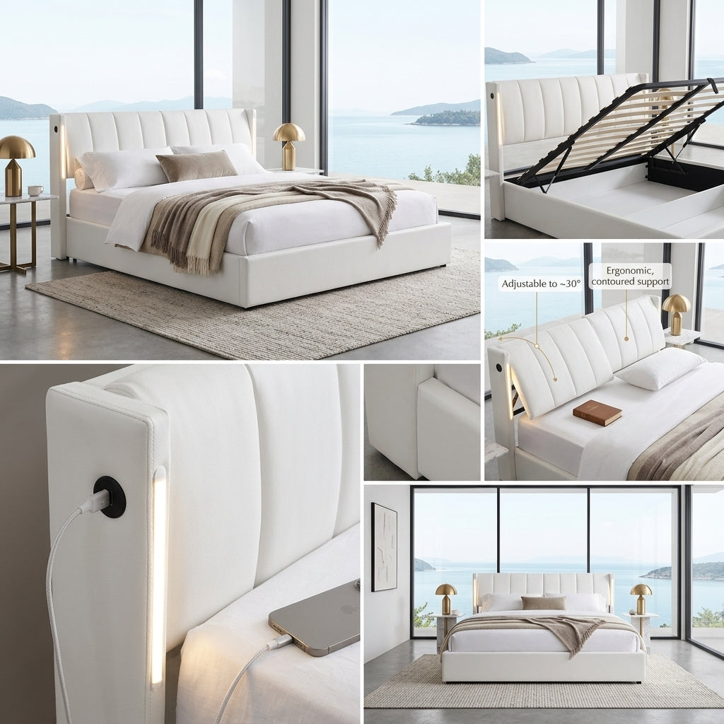 Audreamy Avalon Ottoman Bed White PU