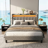 Upholstered Bed Bed Frame Grey Velvet