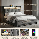 Audreamy Vega Ottoman Bed Frame Grey Velvet
