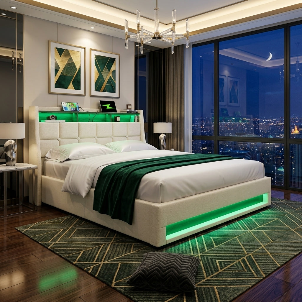 Audreamy Neo Ottoman Bed Beige Linen