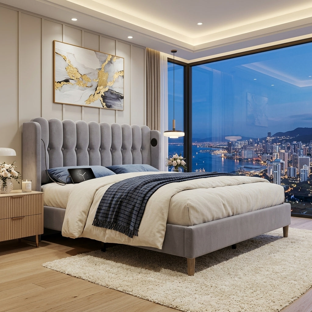Audreamy Aria Bed Frame Grey Linen