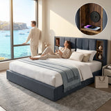 Audreamy Vertex Ottoman Bed Grey Linen
