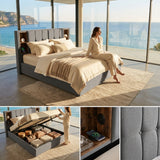 Audreamy Vertex Ottoman Bed Grey Linen