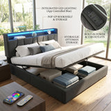 Upholstered Bed with USB charging function Ottoman Bed Grey