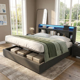 Upholstered Bed with USB charging function Ottoman Bed Grey