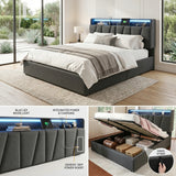 Upholstered Bed with USB charging function Ottoman Bed Grey