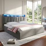 Upholstered Bed with USB charging function Ottoman Bed Grey