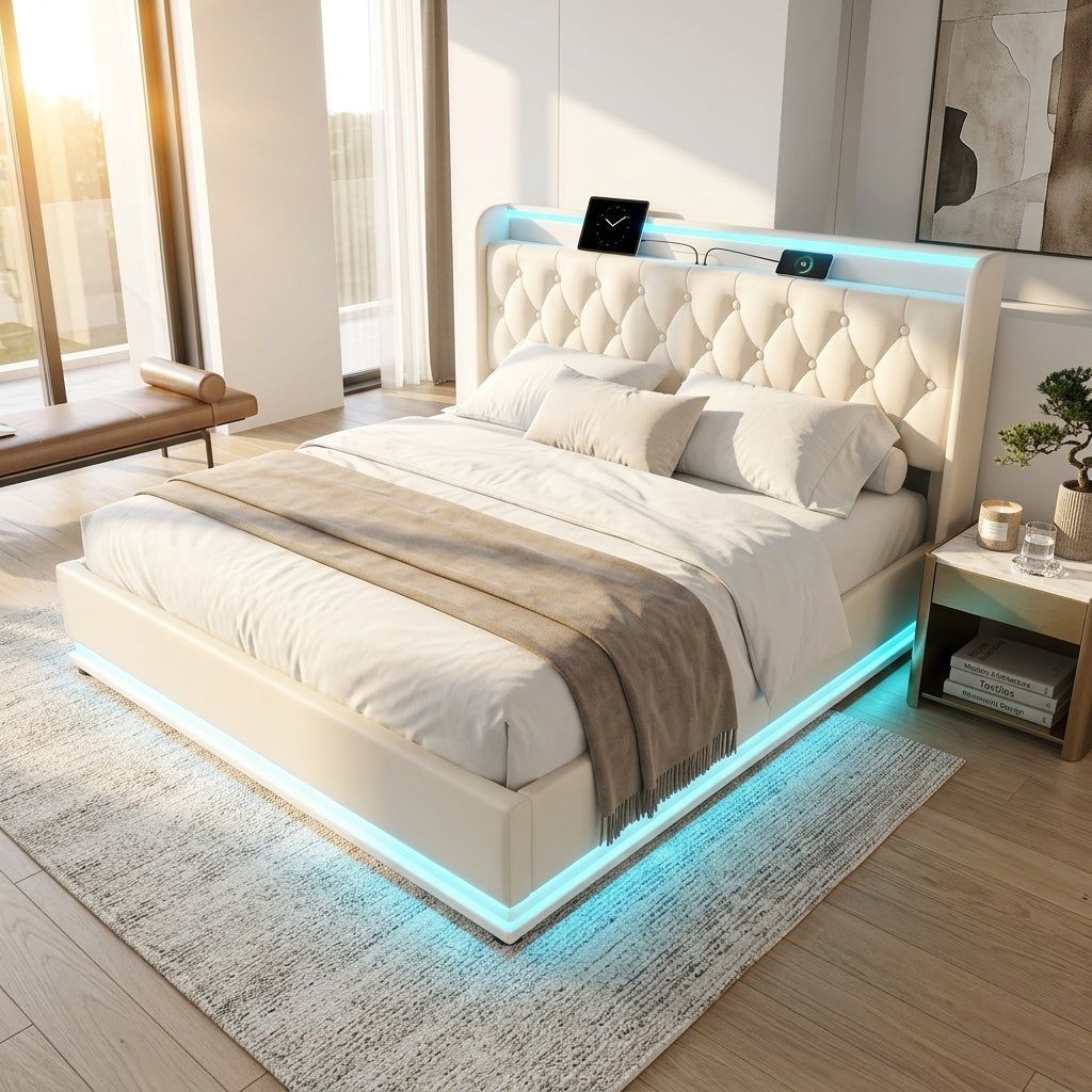 Audreamy Halo Ottoman Bed White PU