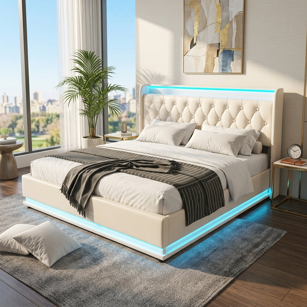 Audreamy Halo Ottoman Bed White PU