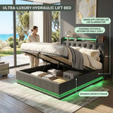 Audreamy Halo Ottoman Bed Grey Linen