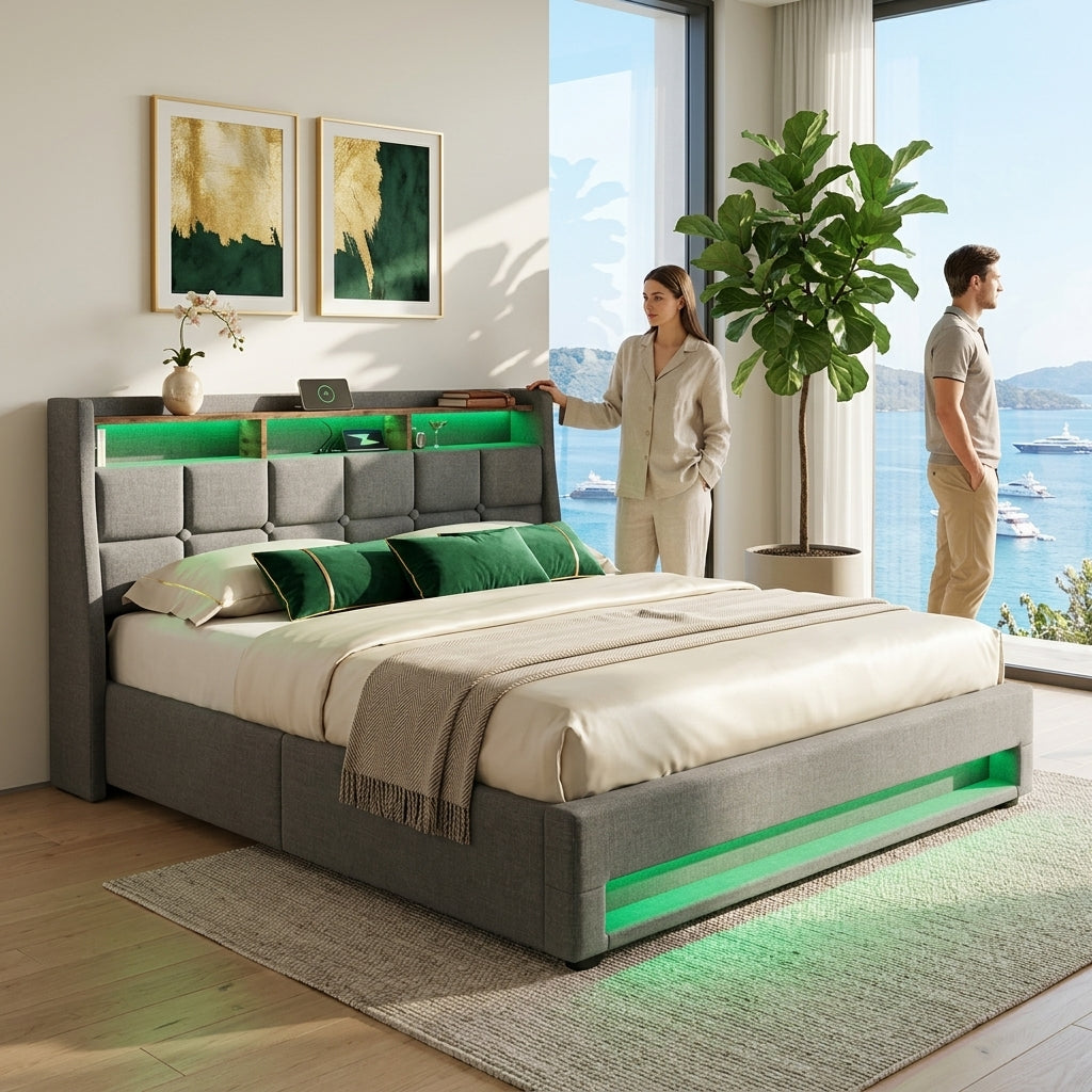 Audreamy Neo Ottoman Bed Grey Linen