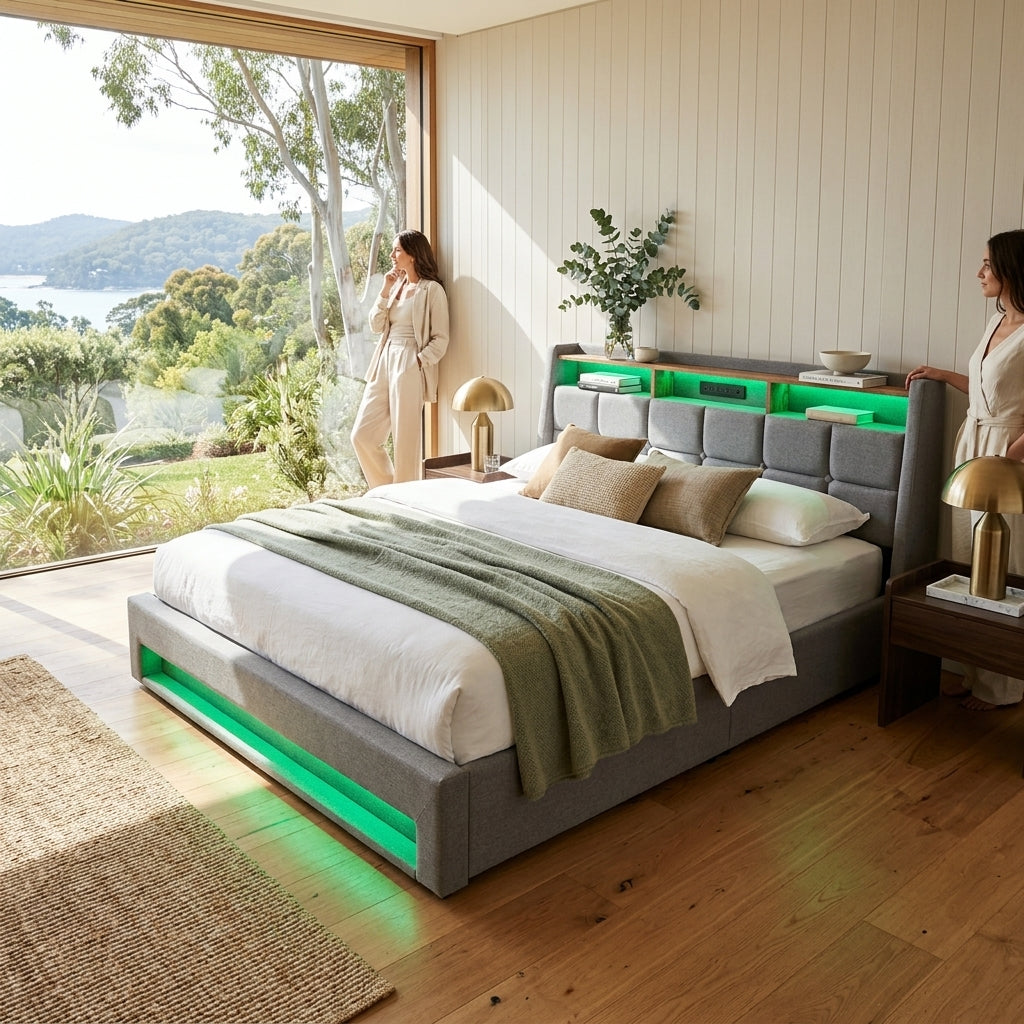 Audreamy Neo Ottoman Bed Grey Linen