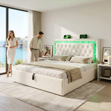 Audreamy Orionis Ottoman Bed Beige Velvet