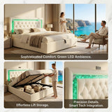 Audreamy Orionis Ottoman Bed Beige Velvet