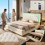Audreamy Orionis Ottoman Bed Beige Velvet