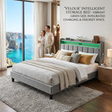 Upholstered Bed Bed Frame Grey Velvet