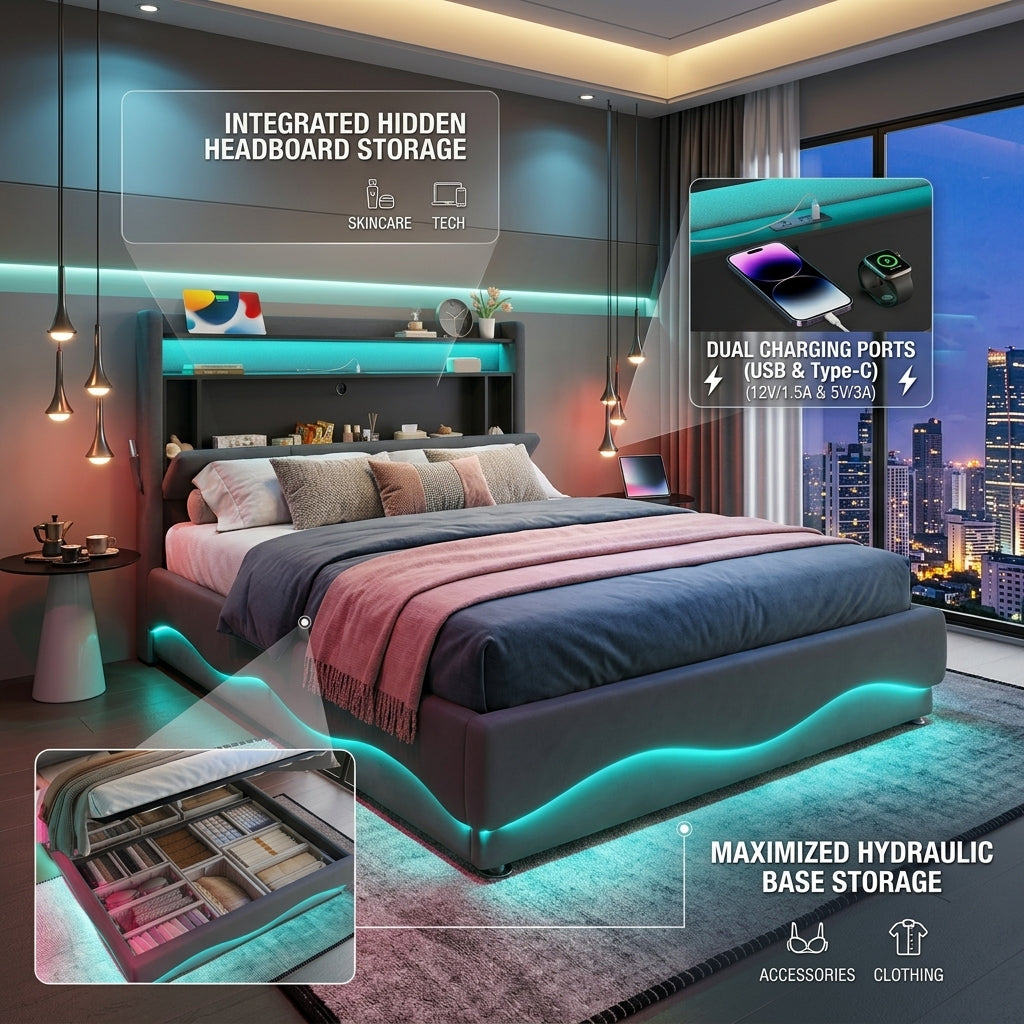 Audreamy Vivi Ottoman Bed Frame Grey Velvet
